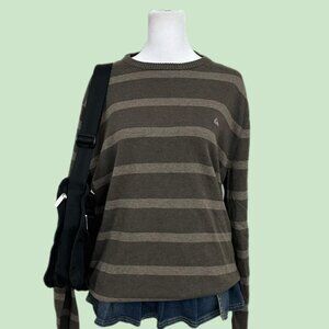 brown striped quiksilver light weight knit sweater emo skater grunge